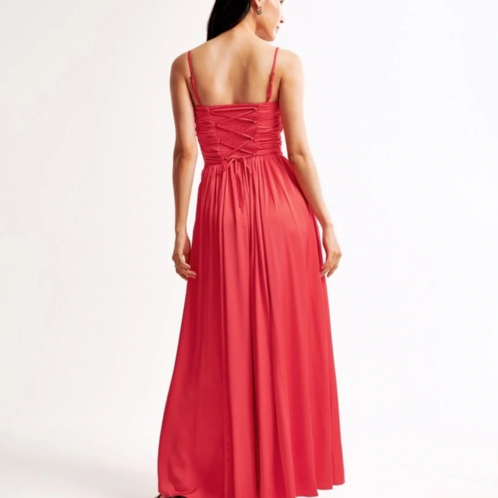 Abercrombie & Fitch The A&F Emerson Maxi Dress lace up XS NWT red